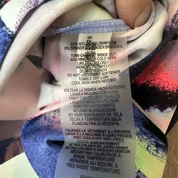 Calvin Klein Women's Blue Abstract Print Performance Crop Tank Top Size Large - Picture 4 of 4